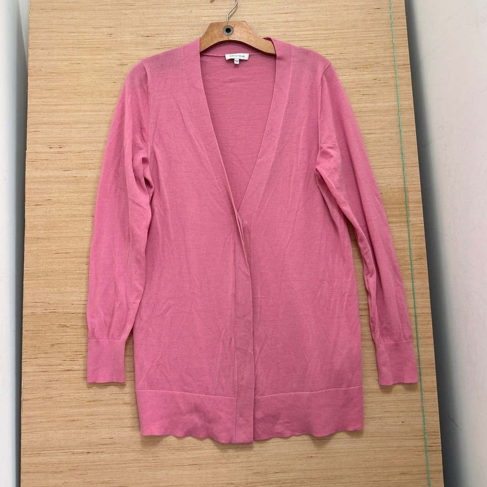 Rebecca Taylor Pink Wool Blend V-Neck Longline Cardigan Sweater Size L